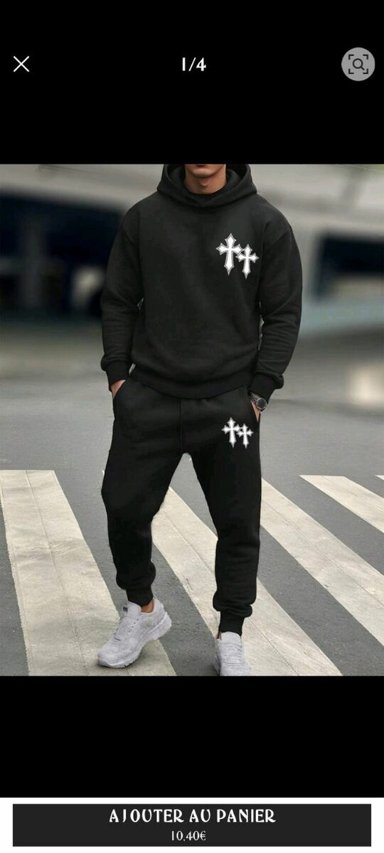 Jogging gris avec motif Croix