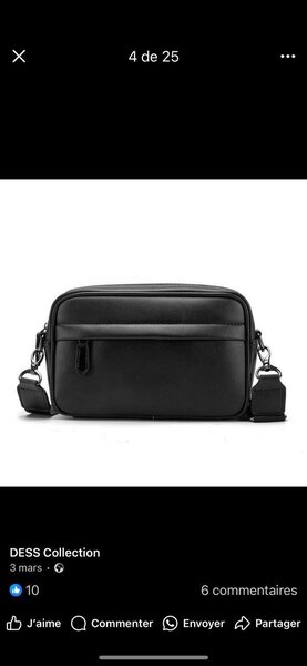 Sac bandoulière en cuir noir élégant