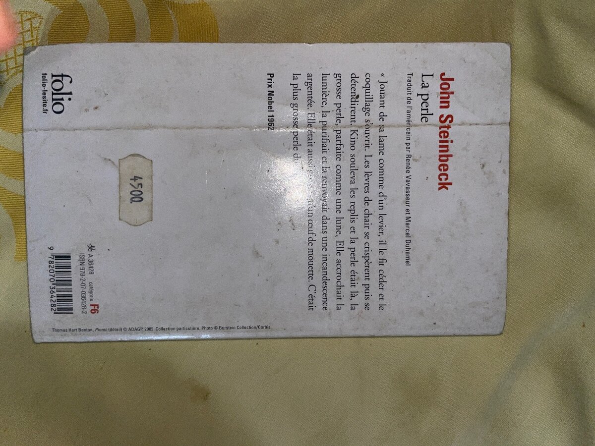 Livre 'La Perle' de Steinbeck