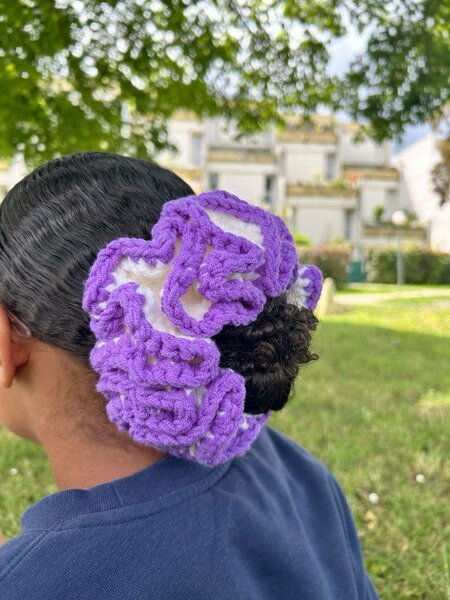 Chouchou et Nœud Violets Crochetés