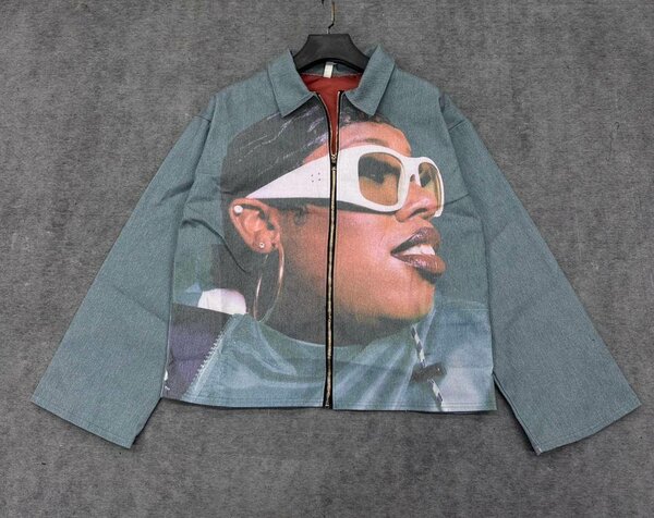 Veste en jean imprimée artistique