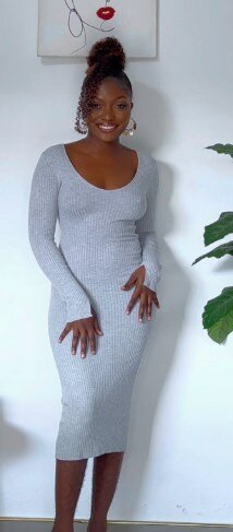 Dress cotton, ribbed, light gray
