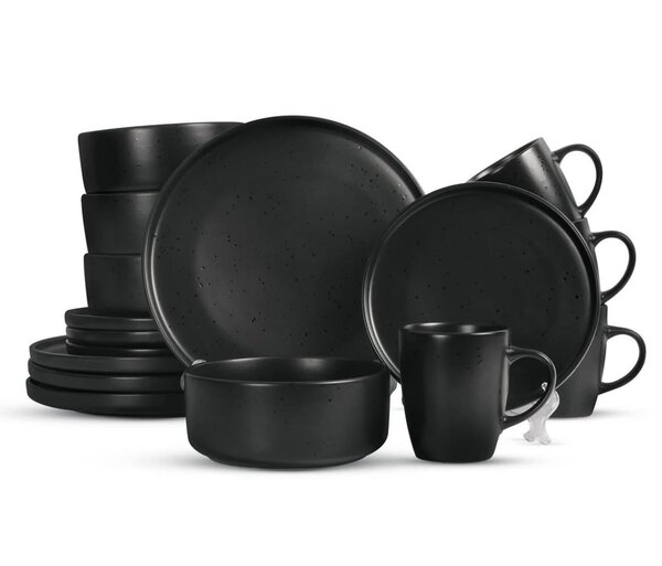 Matte black dinnerset 16pcs