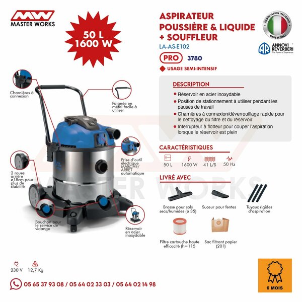 Aspirateur et souffleur 50L