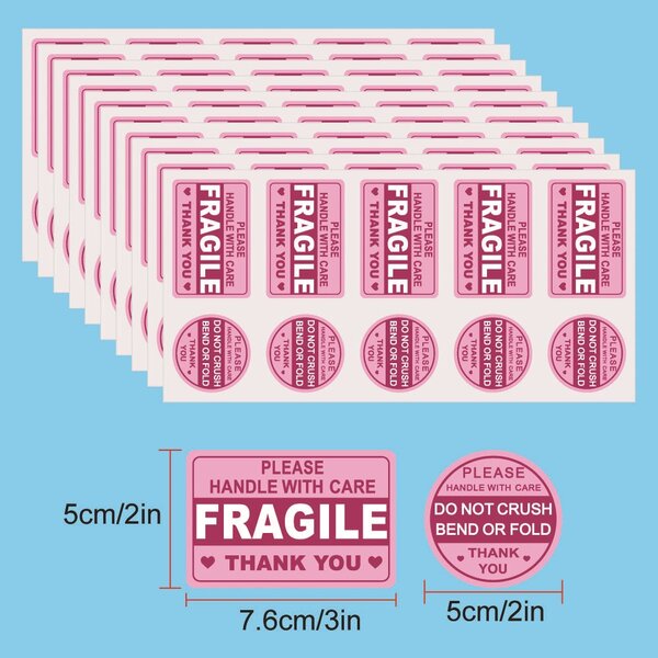 Pink Fragile Stickers