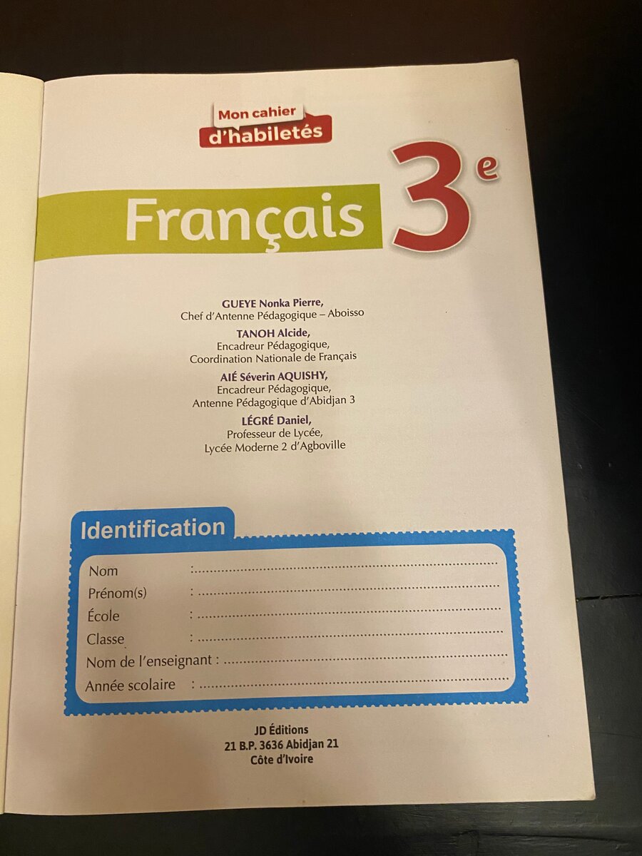 Cahier d'habilités Français 3e