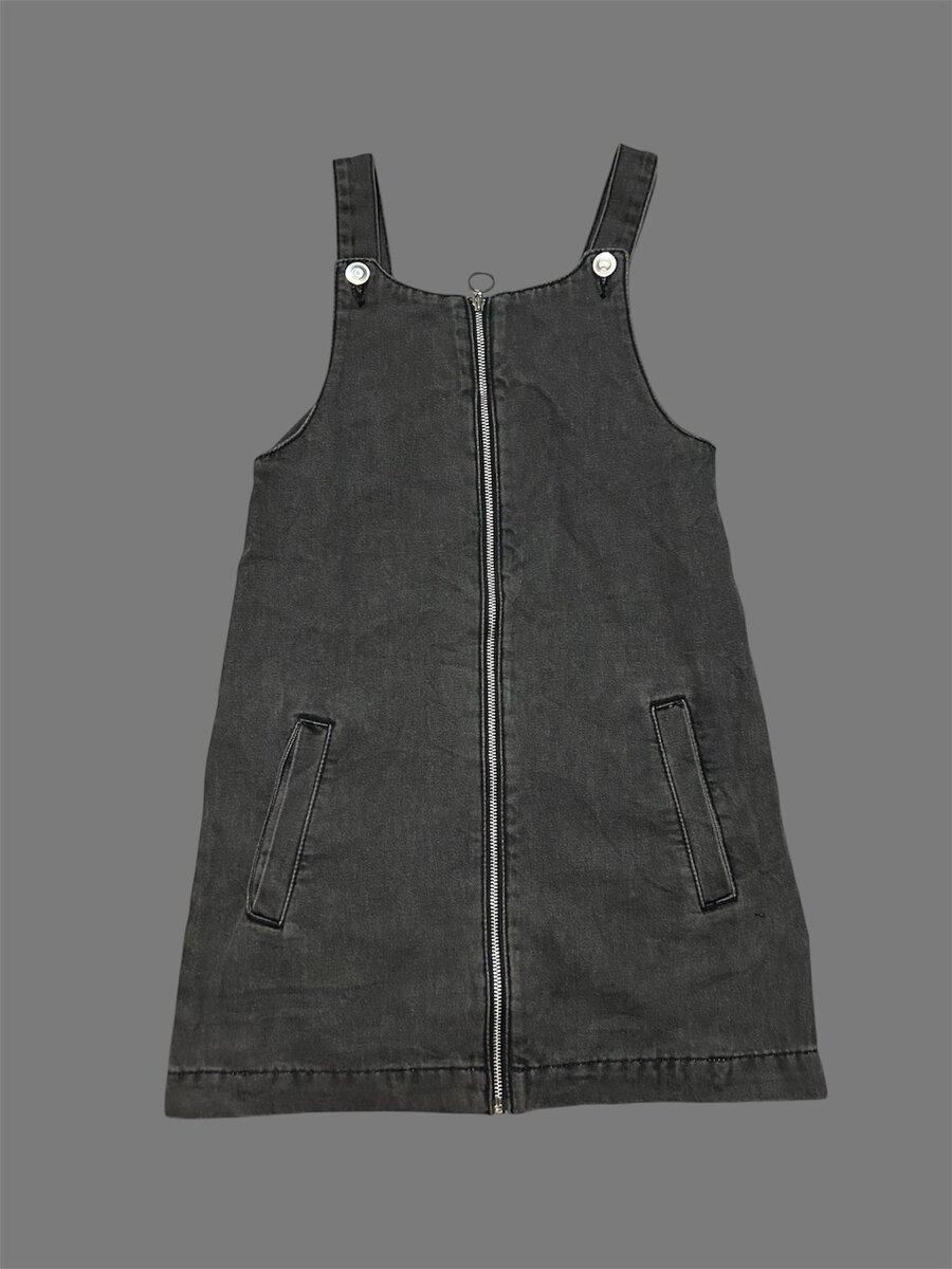 Robe salopette en denim noire