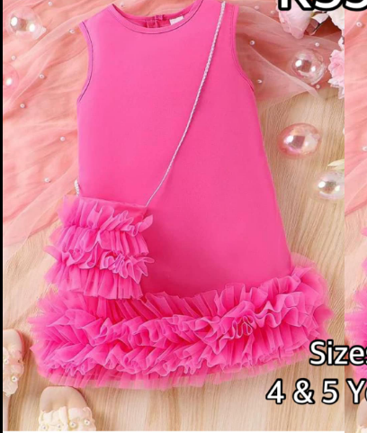 pink dress, sizes 4-5 years 