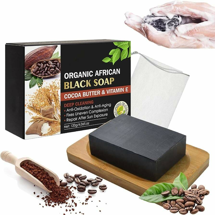 African black soap (cocoa butter & vitamin E)