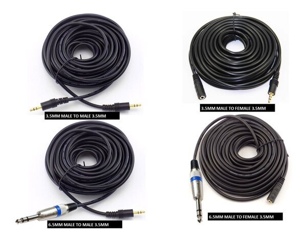 MALE/FEMALE 3.5MM TO MALE/FEMALE 3.5MM/6.5MM AUX EXTENSION