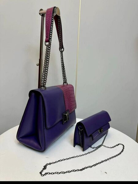 2 in 1 Long Strapped Leather Women Handbags/Shoulder Bags