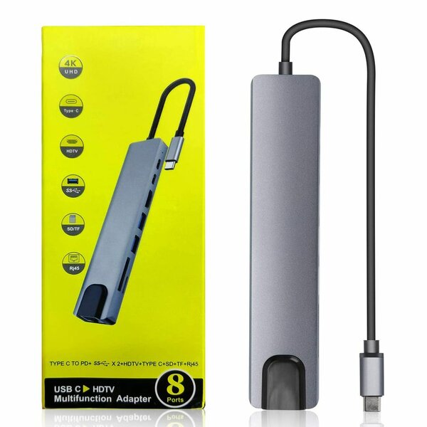 Usb hub 8 in 1 type c docking station with RJ45 Ethernet