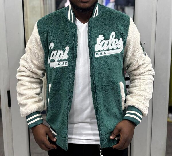 Veste Varsity Verte en Laine