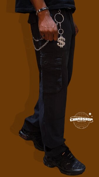 Pantalons cargo noirs tendance