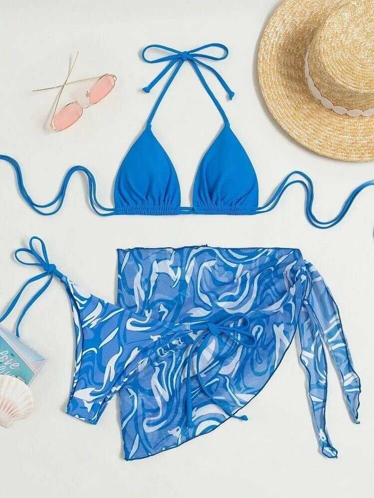 Bikini avec paréo tropical