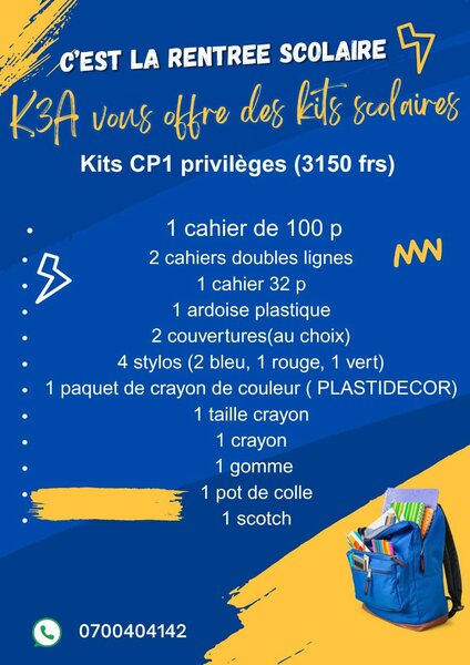 Kit rentrée scolaire CP1
