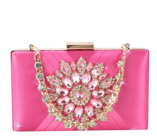 Clutch de soirée strass rose