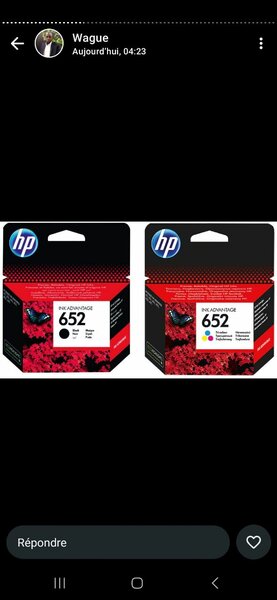 Cartouche d'encre hp 652 noir et couleur