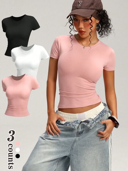 Lot de 3 T-shirts ajustés femme