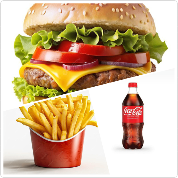 Menu burger avec frites et boisson