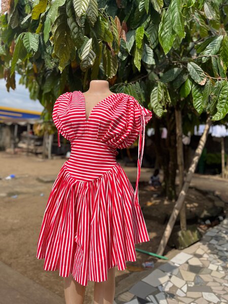 Robe évasée rayée chic