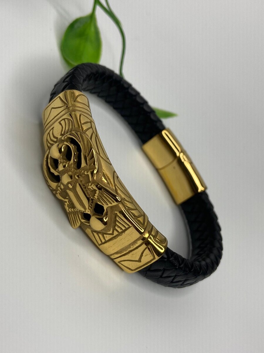 Magnetic Clasp Leather Steel Bracelets