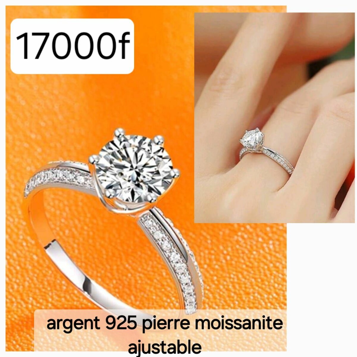 Bague en argent avec moissanite