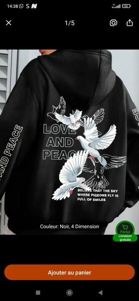 Sweat à capuche Love and Peace