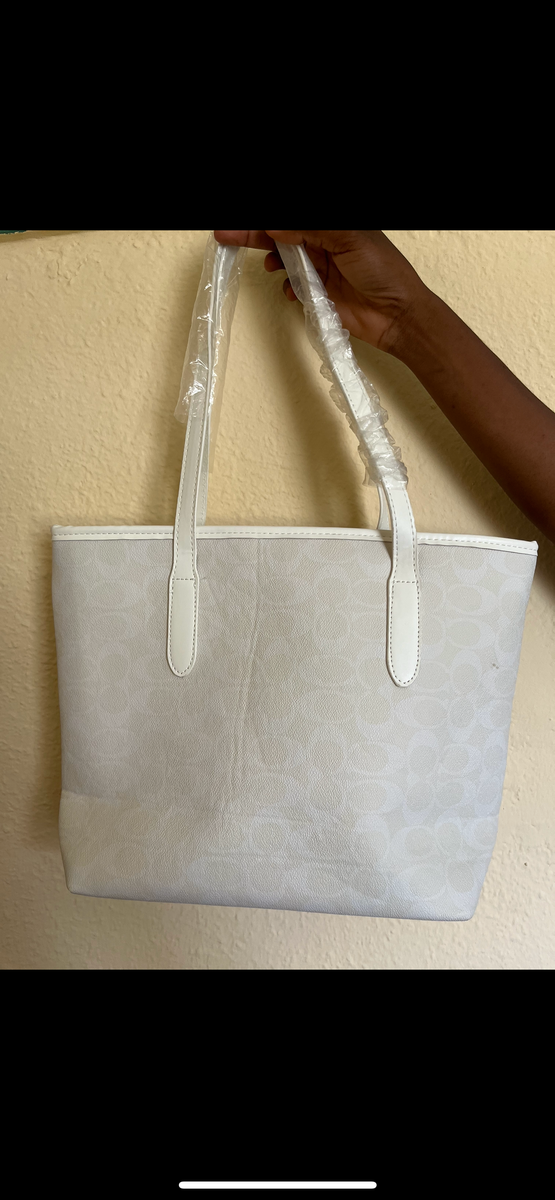 Coach city tote bag white