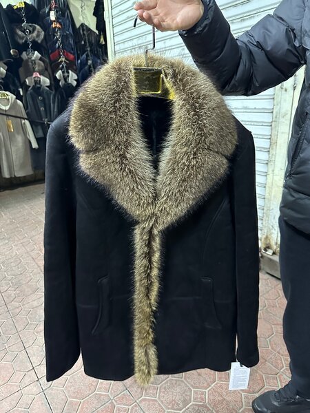 Дубленка мужской норка и волк воротник размер 46-64