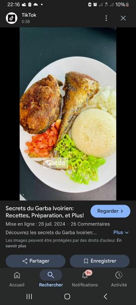 Plat ivoirien Garba