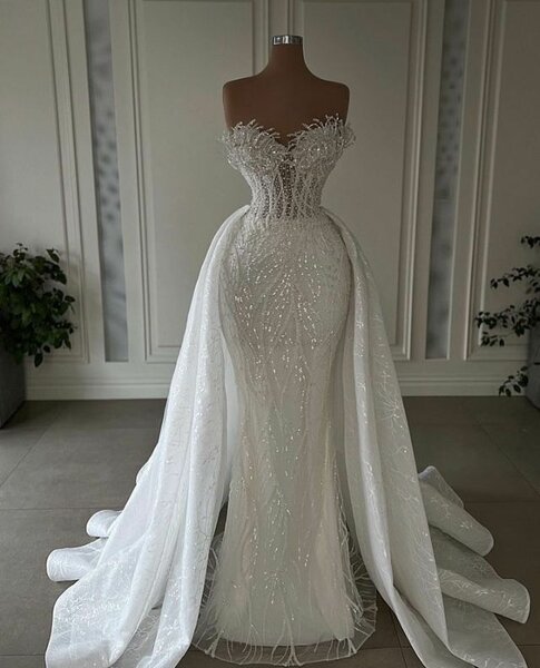 Weeding Dress With Pearls Sequins Beads