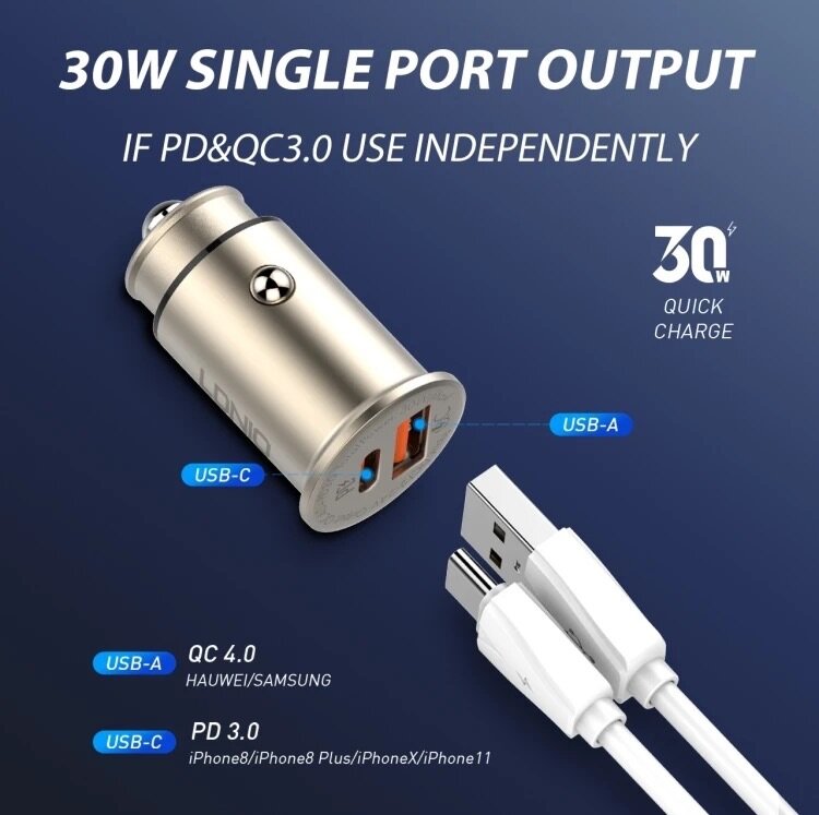 LDNIO 30W Car Charger USB C fit for iPhone 15 series