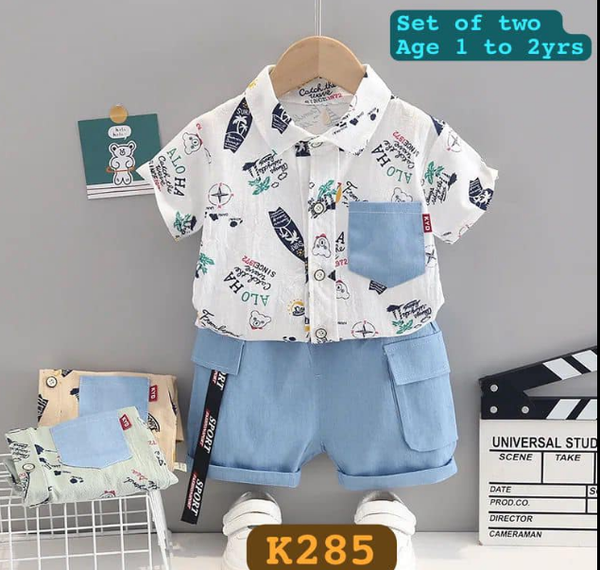 suit with blue shorts