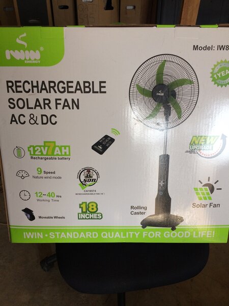 Iwin 18inches Rechargeable  Solar Fan with rolling caster