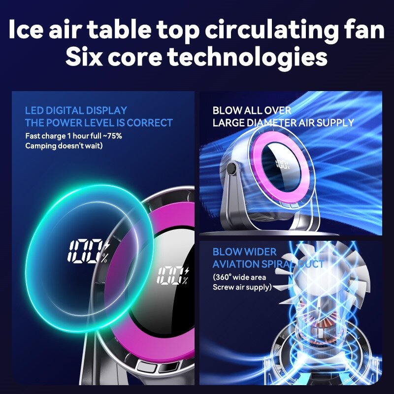 Ventilateur de table LED silencieux