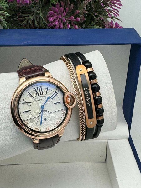 Cartier leather watch and bracelet