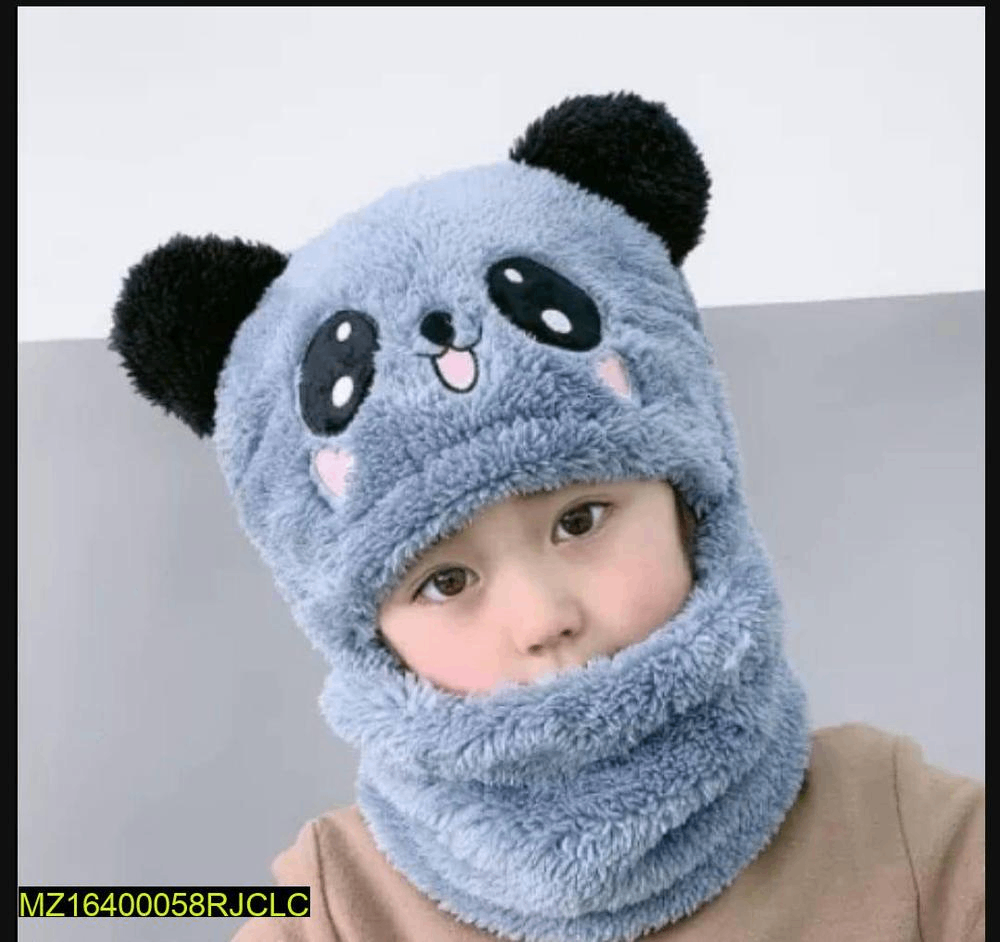 Kids Beanie Wool Cap with Neck Warmer