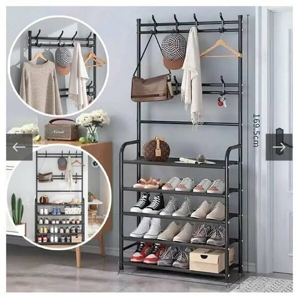 Étagère à Chaussures Multifonctionnelle - 5 étages - Noir