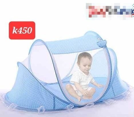 blue playpen with a net for children
