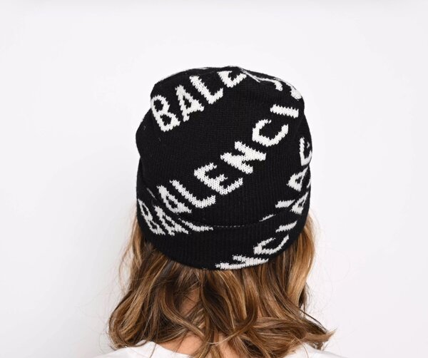 Bonnet en laine Balenciaga logo