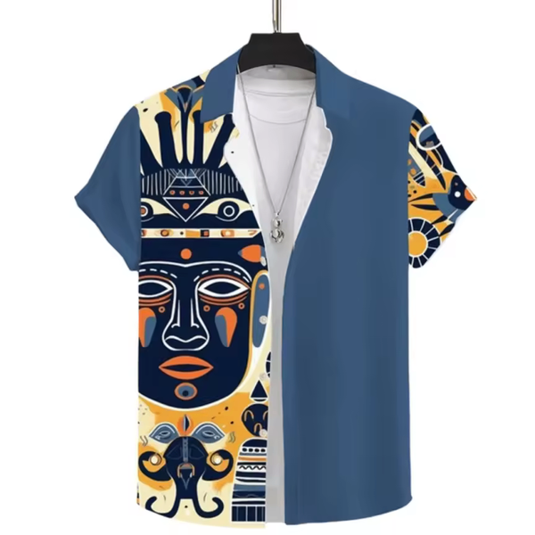 Chemise ethnique bleue