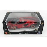 Bburago 1:18 Plus Lamborghini Sian FKP 37 Maroon Metallic with Copper Wheels 1/18 Diecast Model Car
