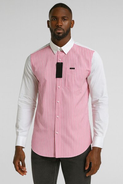 Chemise rayée à manches longues pour homme