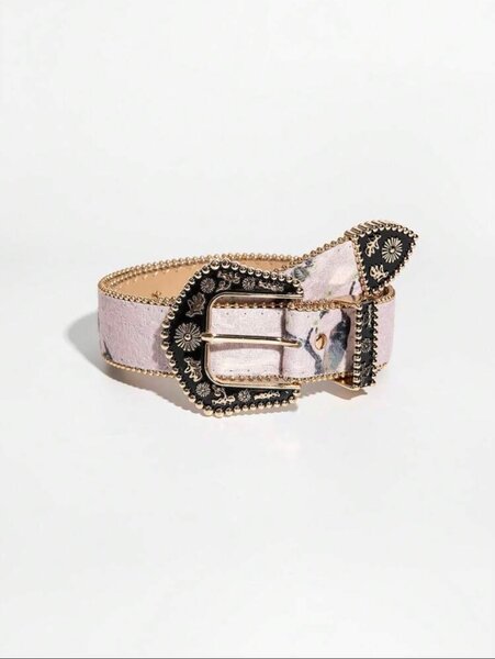 Ceinture en cuir motif floral