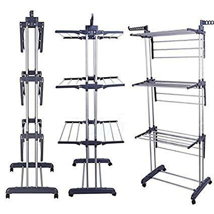 Séchoir à linge pliable à roulettes