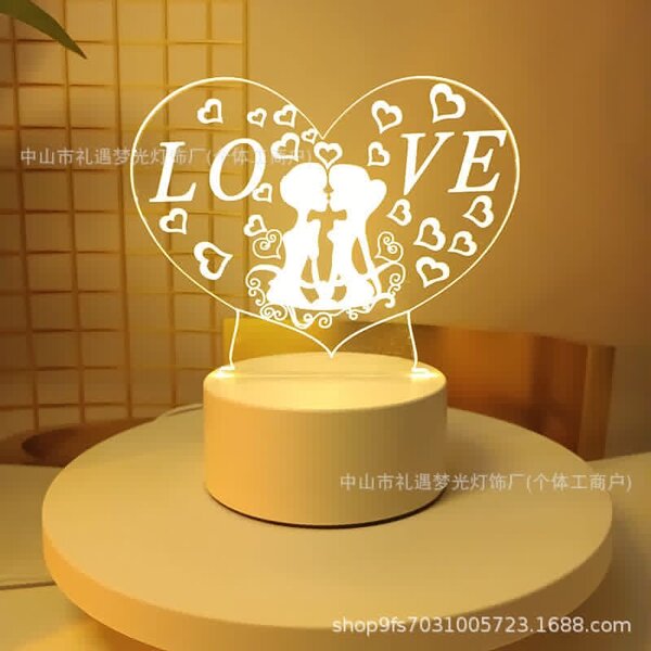 Lampe LED romantique cœur