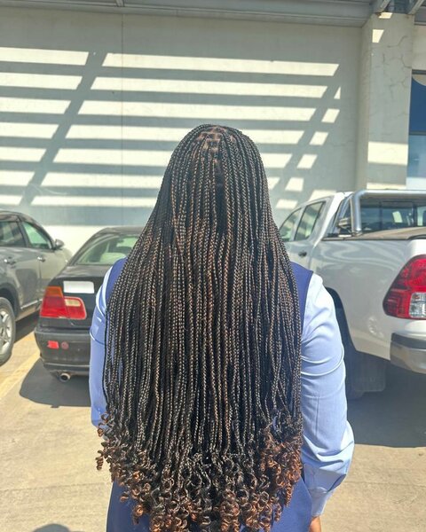 Waist length knotless braids