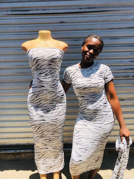 Long Zebra Print Bodycon Dress