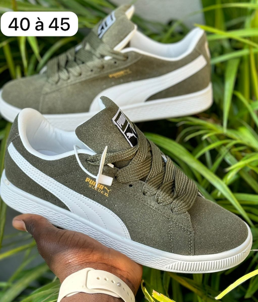 baskets Puma blanc olive
